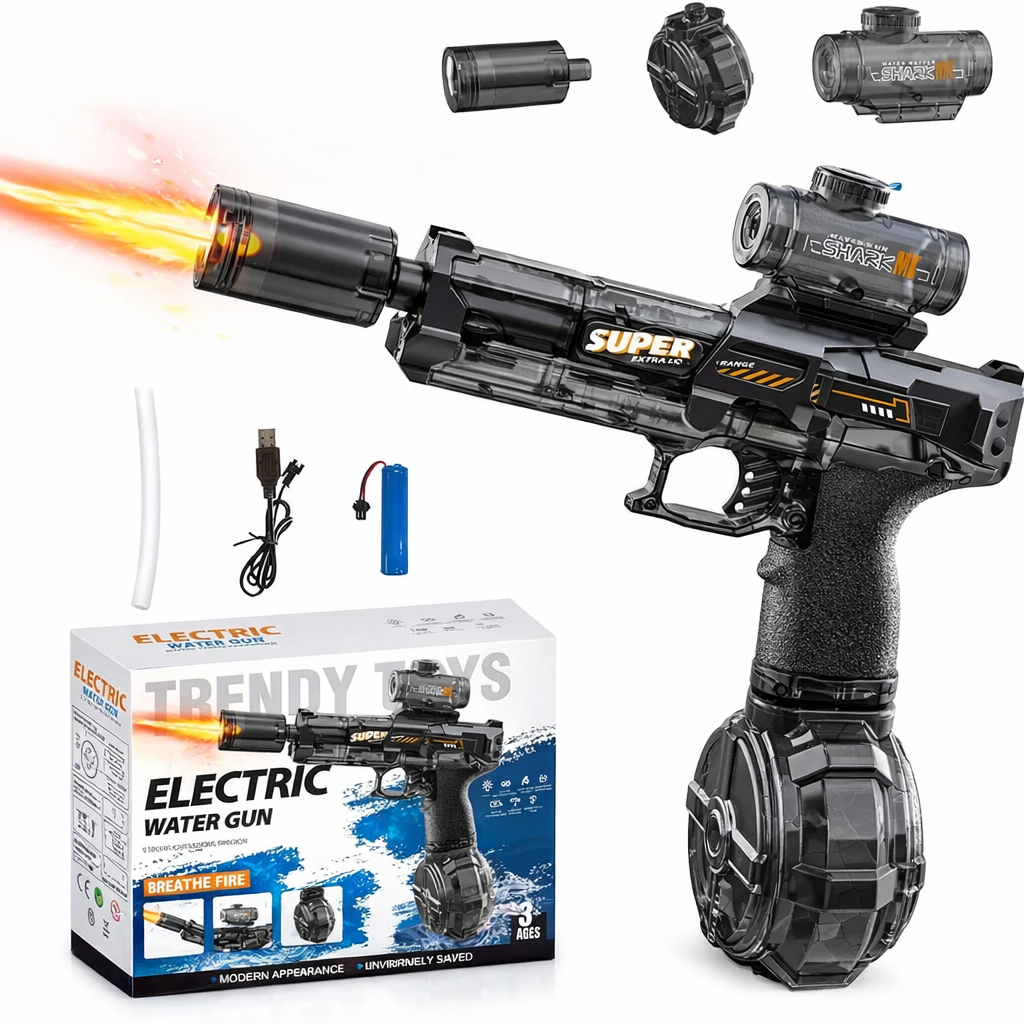 Electric Water Gun for Kids | Rechargeable Type-C Splash Blaster | 320ml Tank | High Pressure Summer Toy