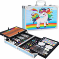 145 PCS Kids Art Drawing & Coloring Set with Aluminium Case – Watercolor Pens, Oil Pastels, Color Pencils, Paint Set & Brushes – Complete Art Kit for Children